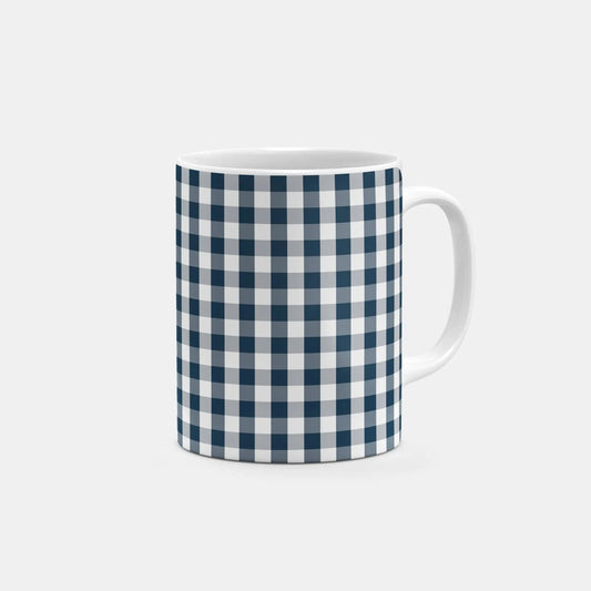 Dark Blue Gingham Mug