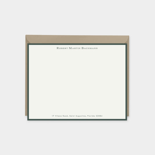 Dark Green Personalized Note Cards,-Greeting & Note Cards-The Design Craft