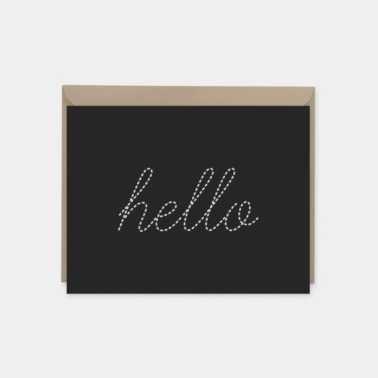 Dotted Script Hello Card, Black, Elegant-Greeting & Note Cards-The Design Craft