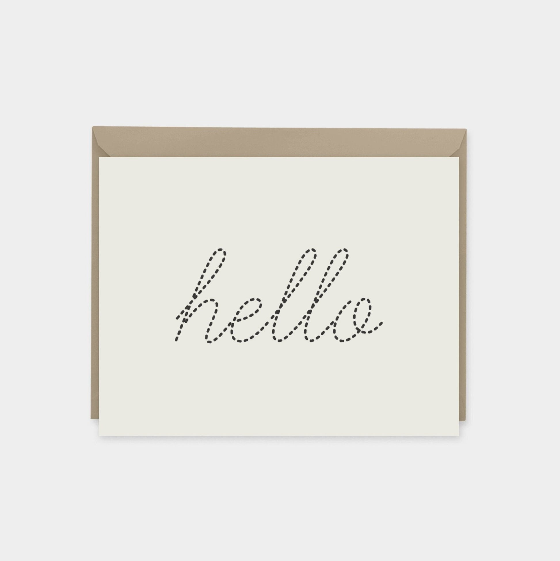 Dotted Script Hello Card, Natural,-Greeting & Note Cards-The Design Craft