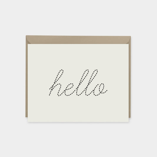 Dotted Script Hello Card, Natural,-Greeting & Note Cards-The Design Craft