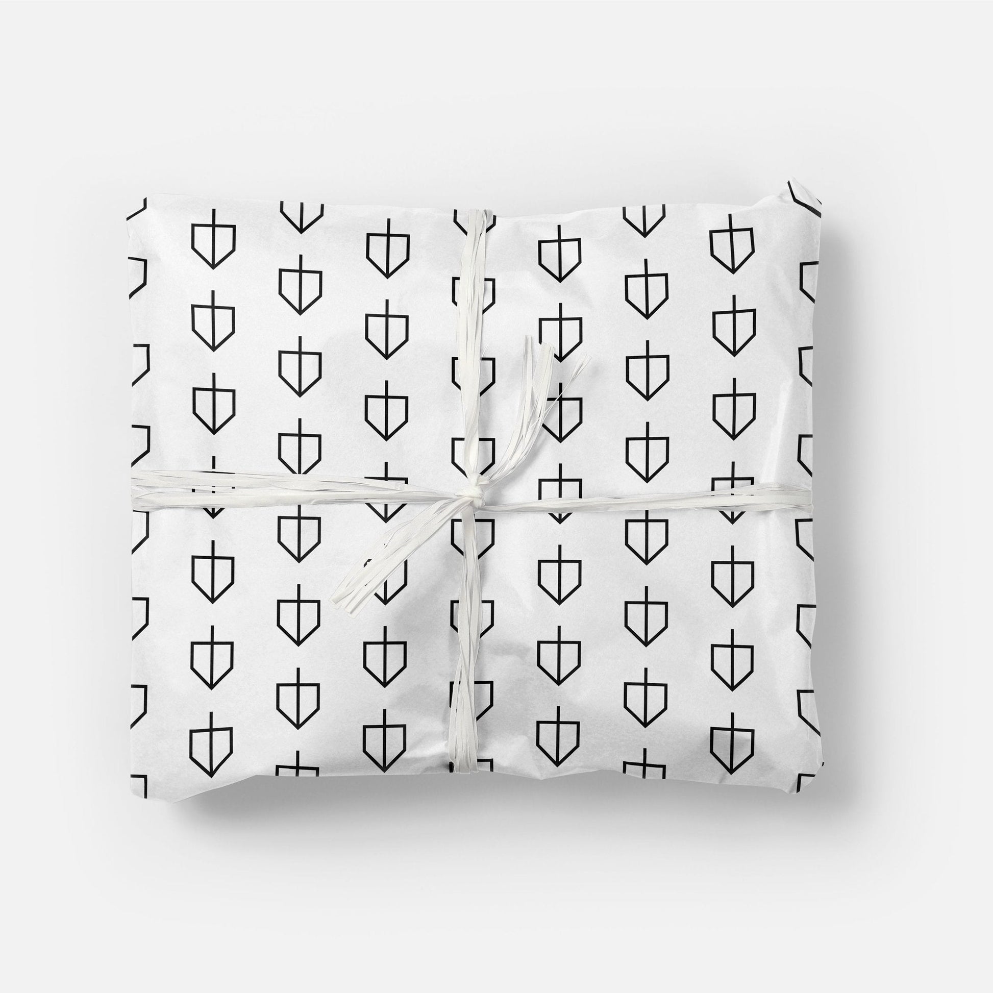 Dreidel Hanukkah Holiday Black and White-Gift Wrapping-The Design Craft