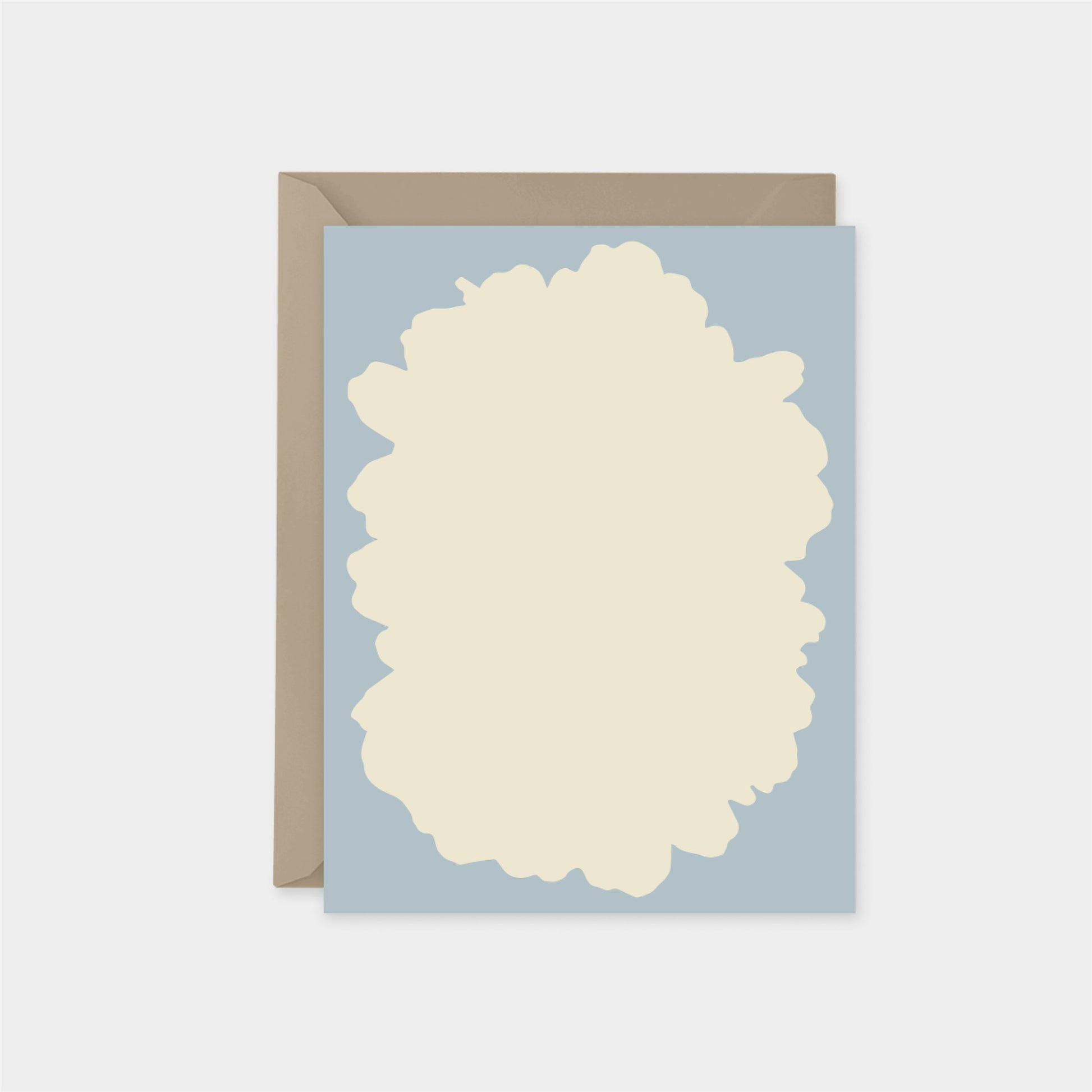 Dusty Blue Flower Silhouette Card with-Greeting & Note Cards-The Design Craft