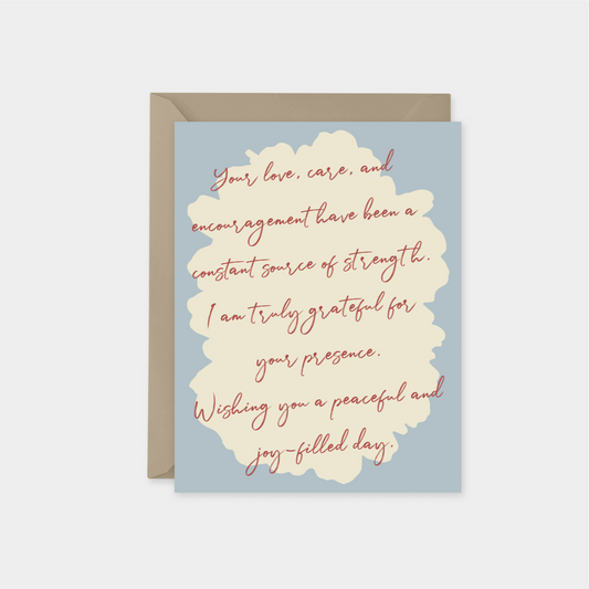 Dusty Blue Flower Silhouette Card with-Greeting & Note Cards-The Design Craft