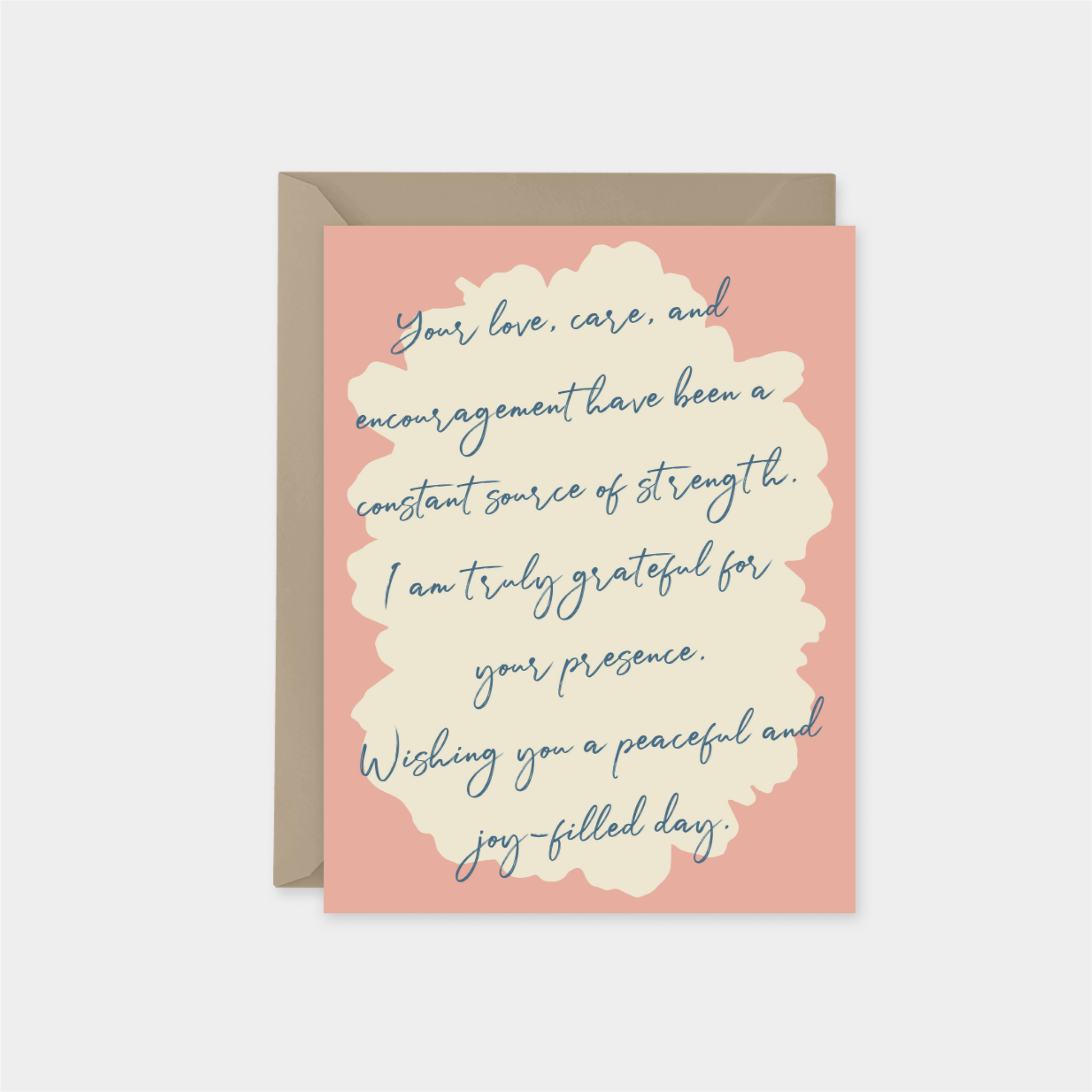 Dusty Rose Flower Silhouette Card with-Greeting & Note Cards-The Design Craft