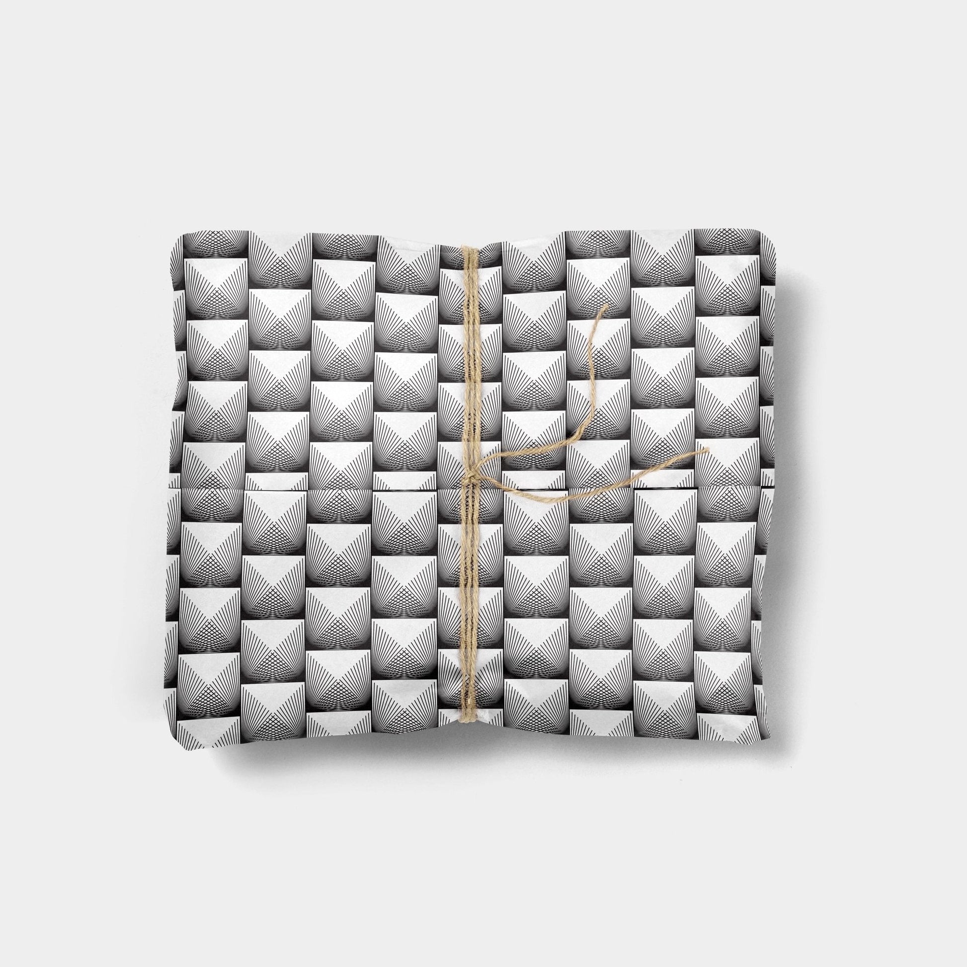 Fine Line Black and White Tiles Wrapping-Gift Wrapping-The Design Craft