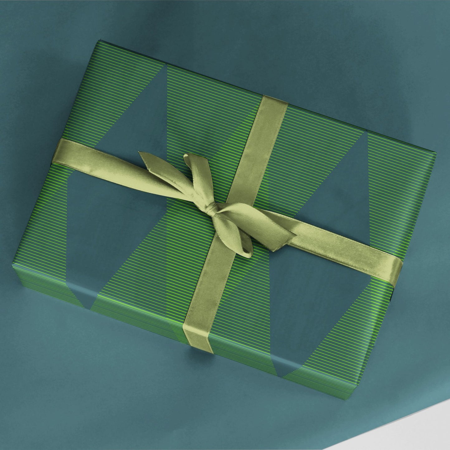 Fine Line Geo Pattern Green Wrapping-Gift Wrapping-The Design Craft