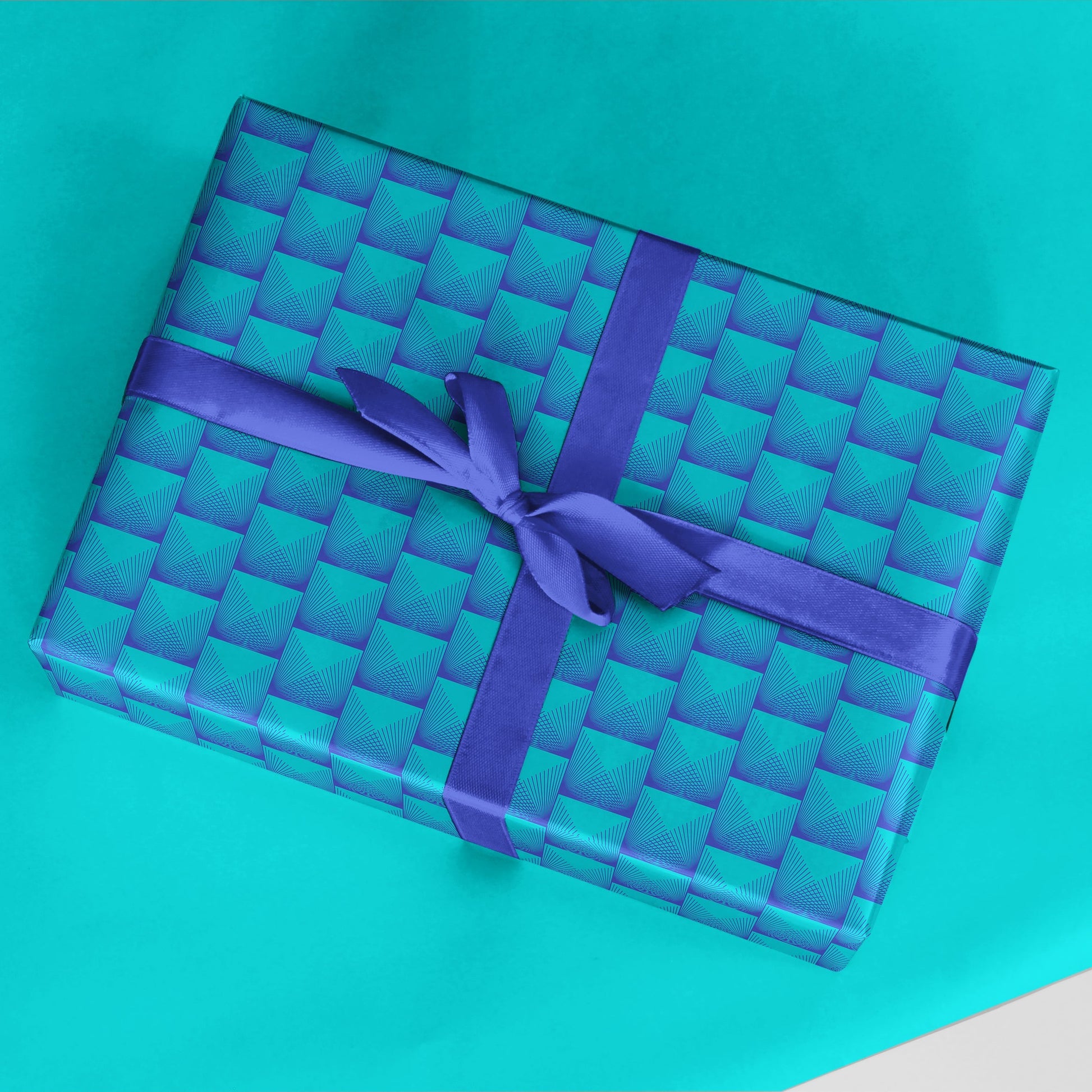 Fine Line Teal Tiles Wrapping Paper-Gift Wrapping-The Design Craft