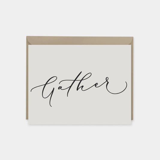 "Gather" Script Ivory Invitation Cards