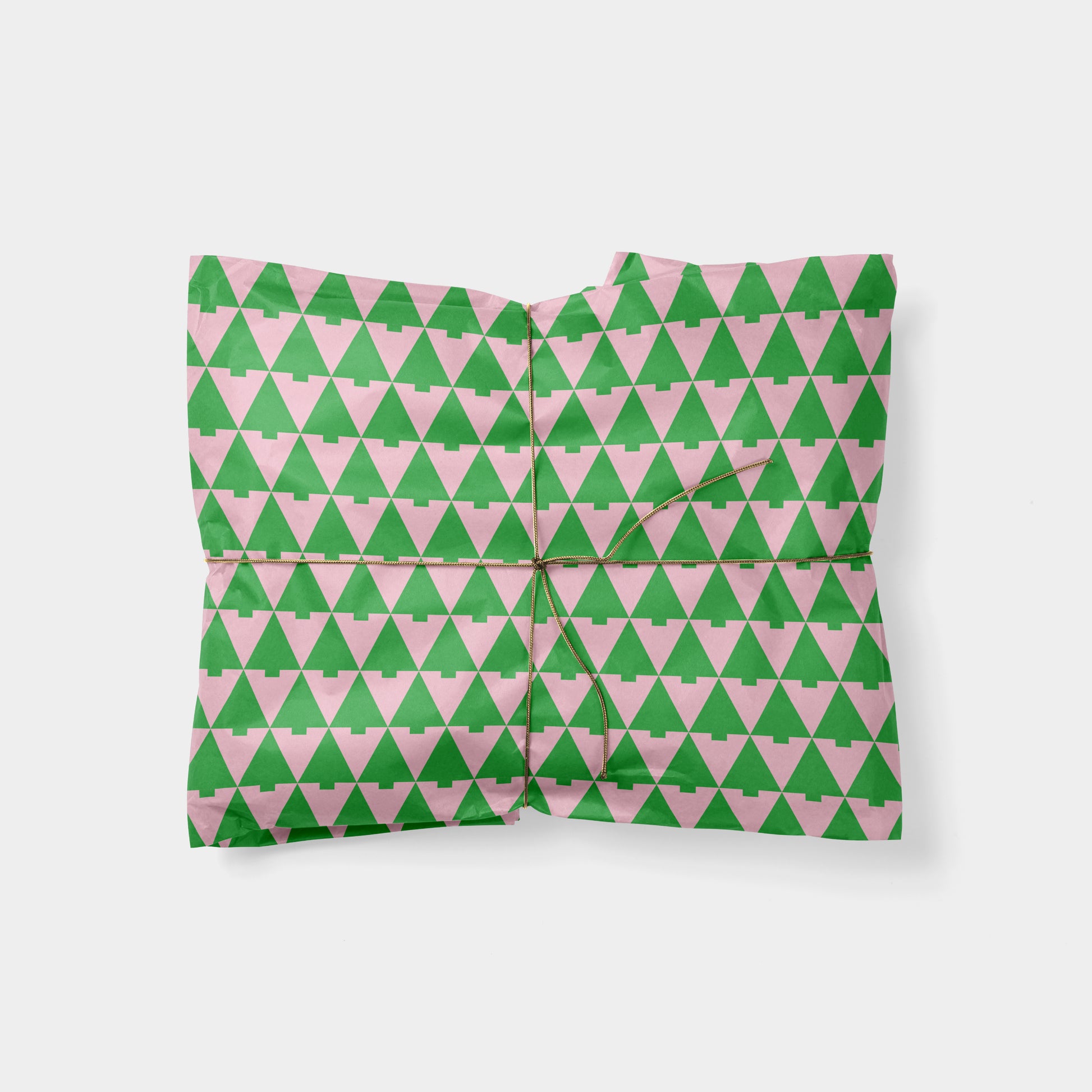 Geo Pink & Green Holiday Tree Gift Wrap