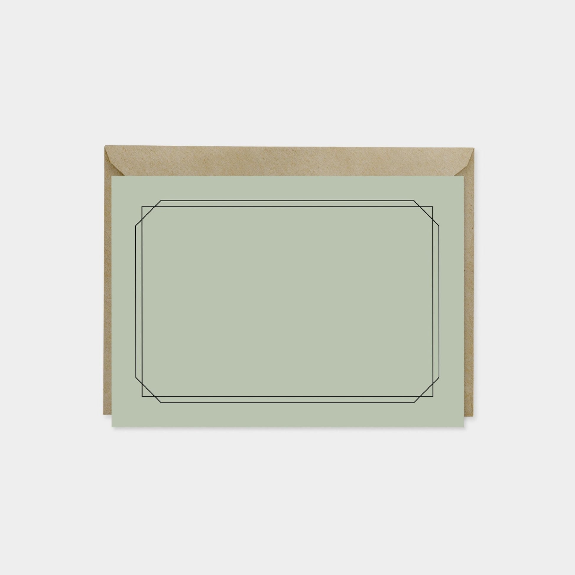 Geowire Border Note Cards, Olive Green,-Greeting & Note Cards-The Design Craft