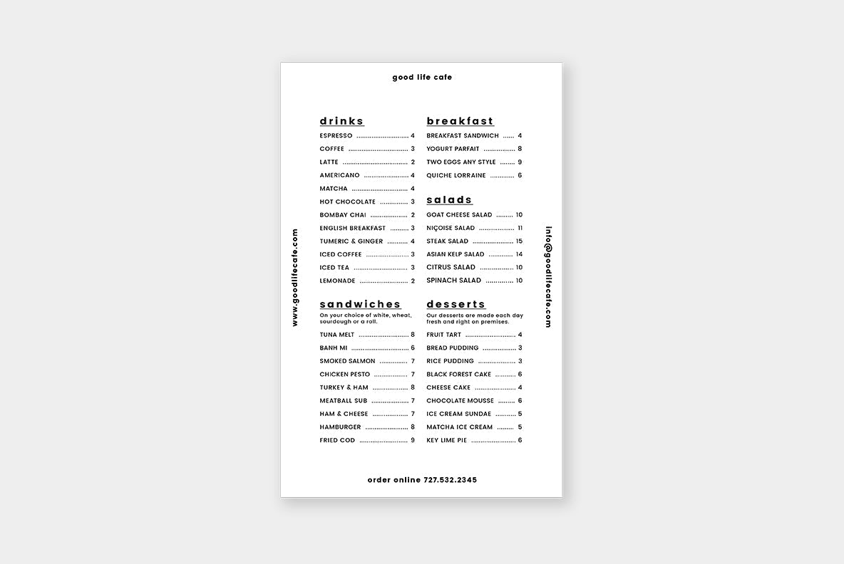 Good Life Menu-Design Template-The Design Craft