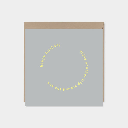 Gray "Another Trip Around the Sun" Birthday Card-Greeting & Note Cards-The Design Craft