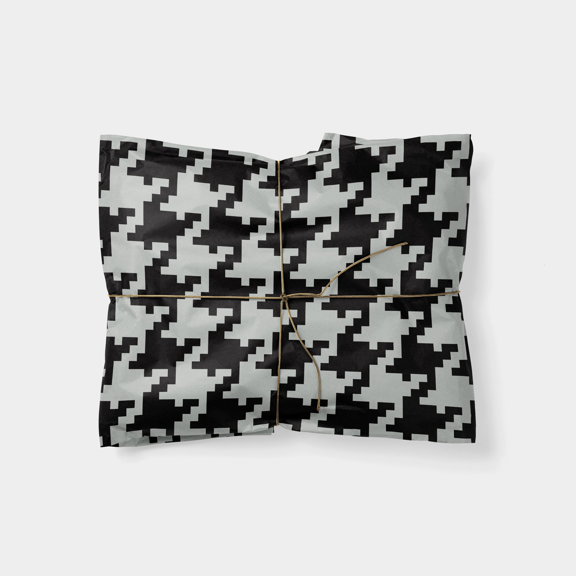 Gray Oversized Houndstooth Gift Wrap