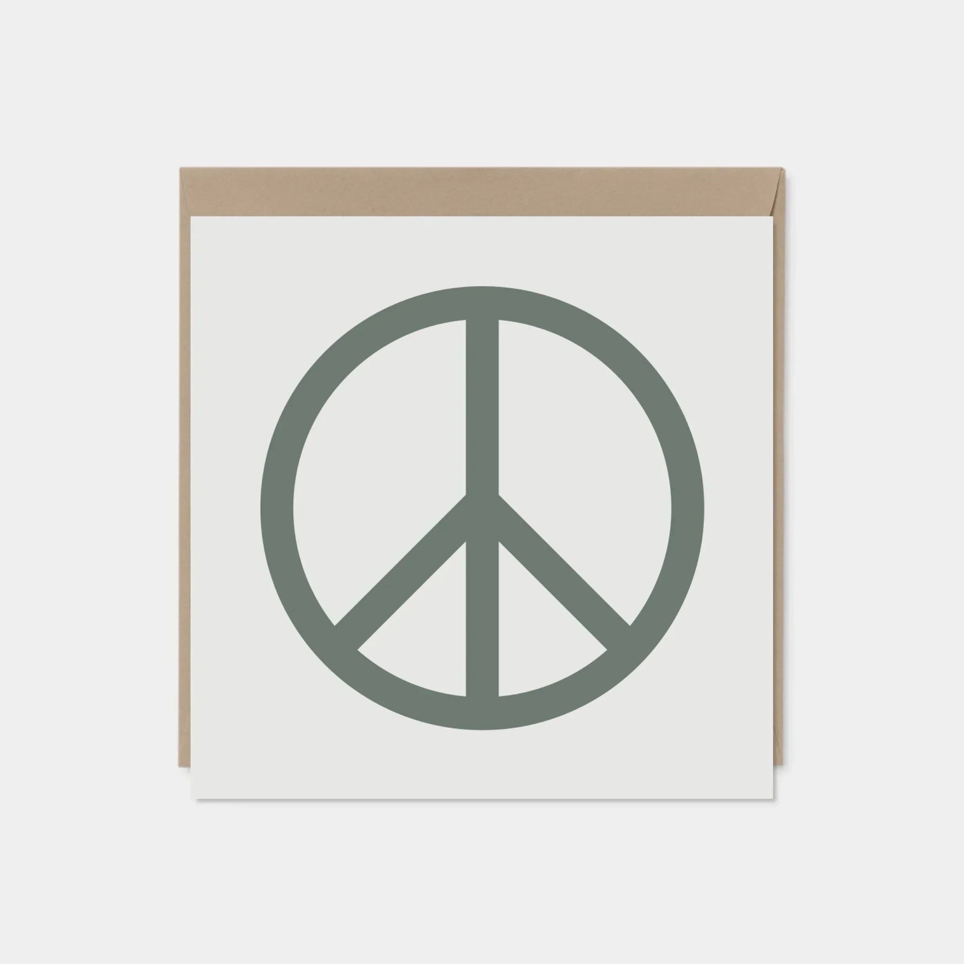 Gray Peace Sign Card, Square Peace Card,-Greeting & Note Cards-The Design Craft