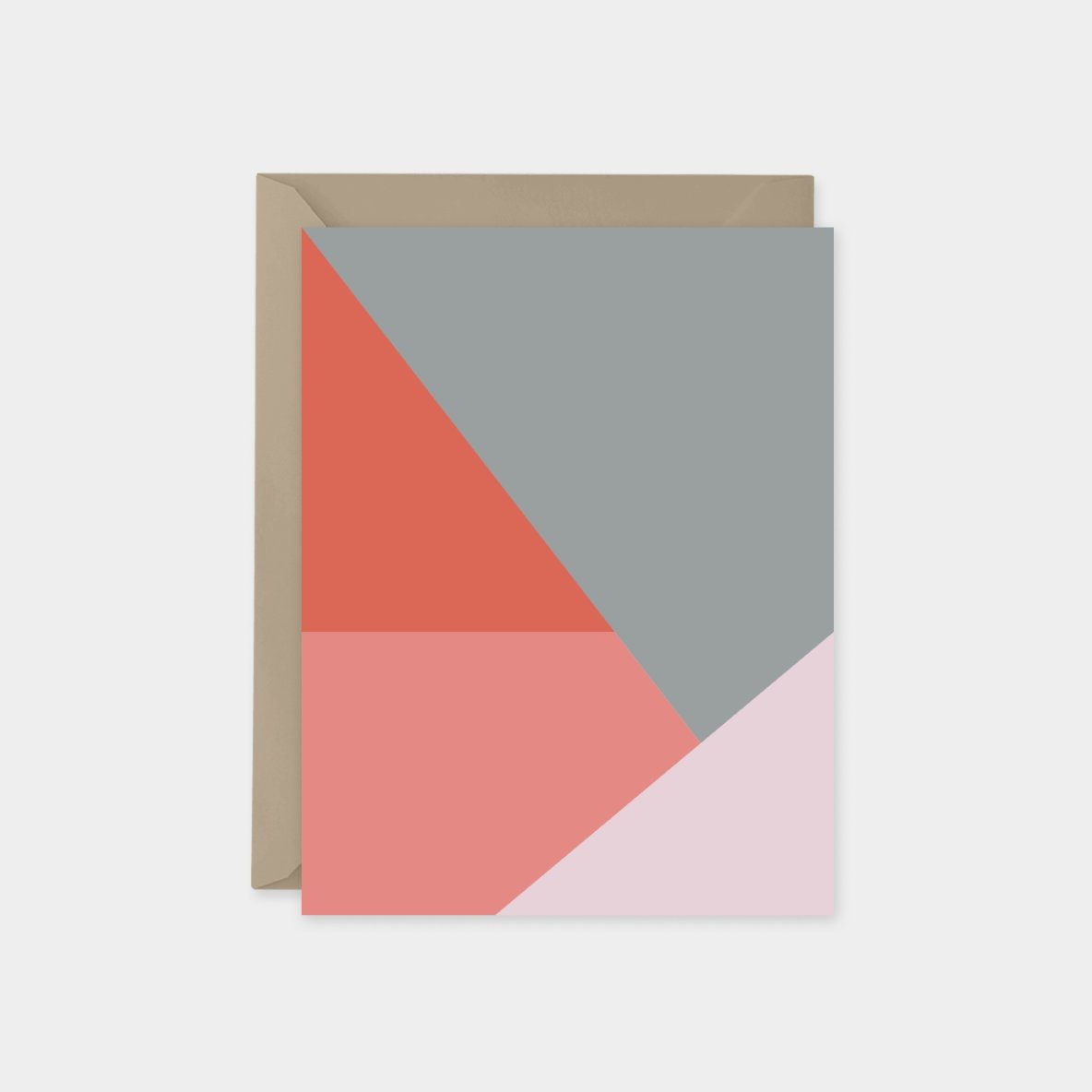 Gray & Pink Color Block Card, Modern-Greeting & Note Cards-The Design Craft