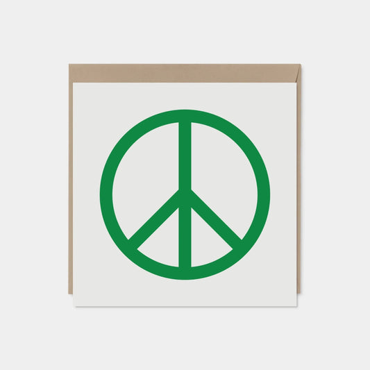 Green Peace Sign Card, Square Peace-Greeting & Note Cards-The Design Craft