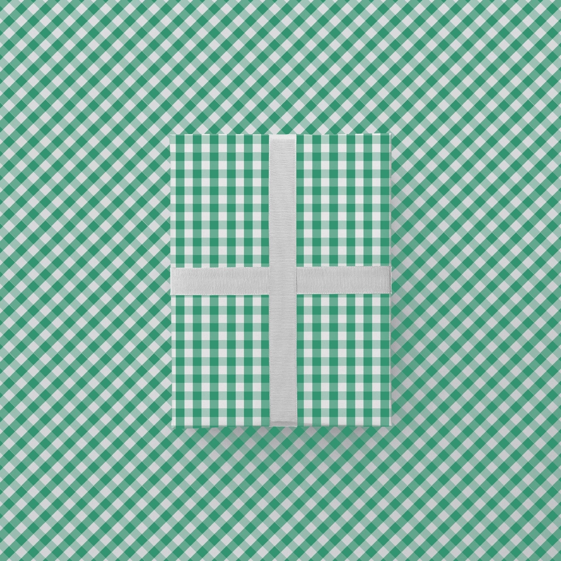 Green Vintage Gingham Gift Wrap-Gift Wrapping-The Design Craft