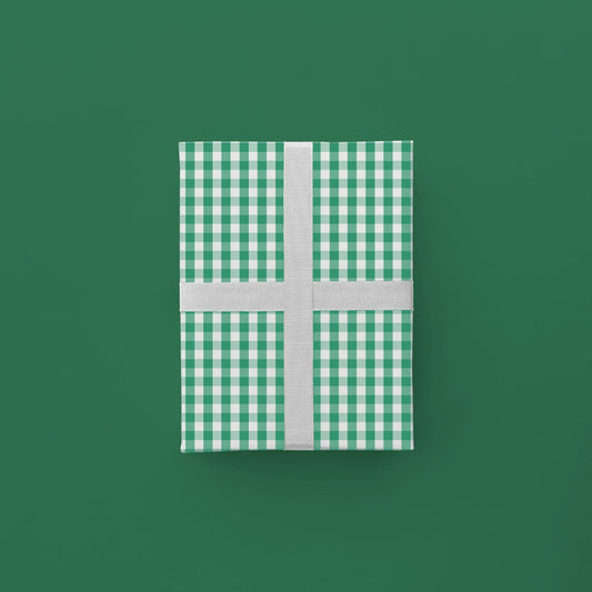 Green Vintage Gingham Gift Wrap-Gift Wrapping-The Design Craft
