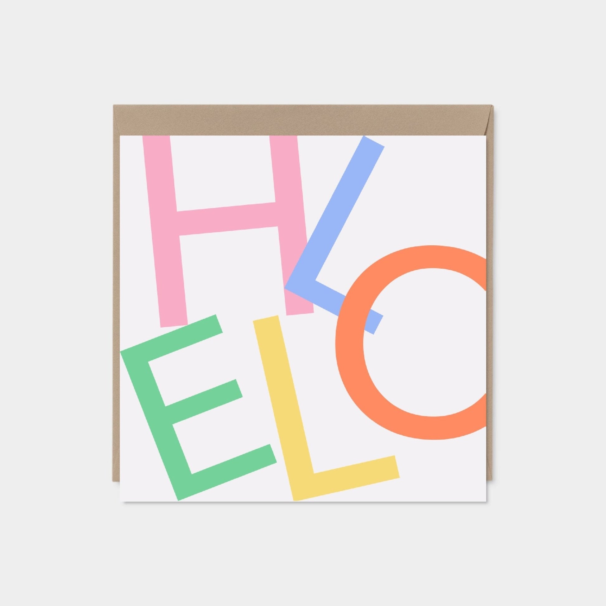 HELLO Colorful Square Greeting Card,-Greeting & Note Cards-The Design Craft