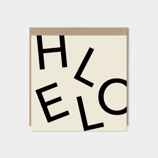 HELLO Square Greeting Card, Cream,-Greeting & Note Cards-The Design Craft