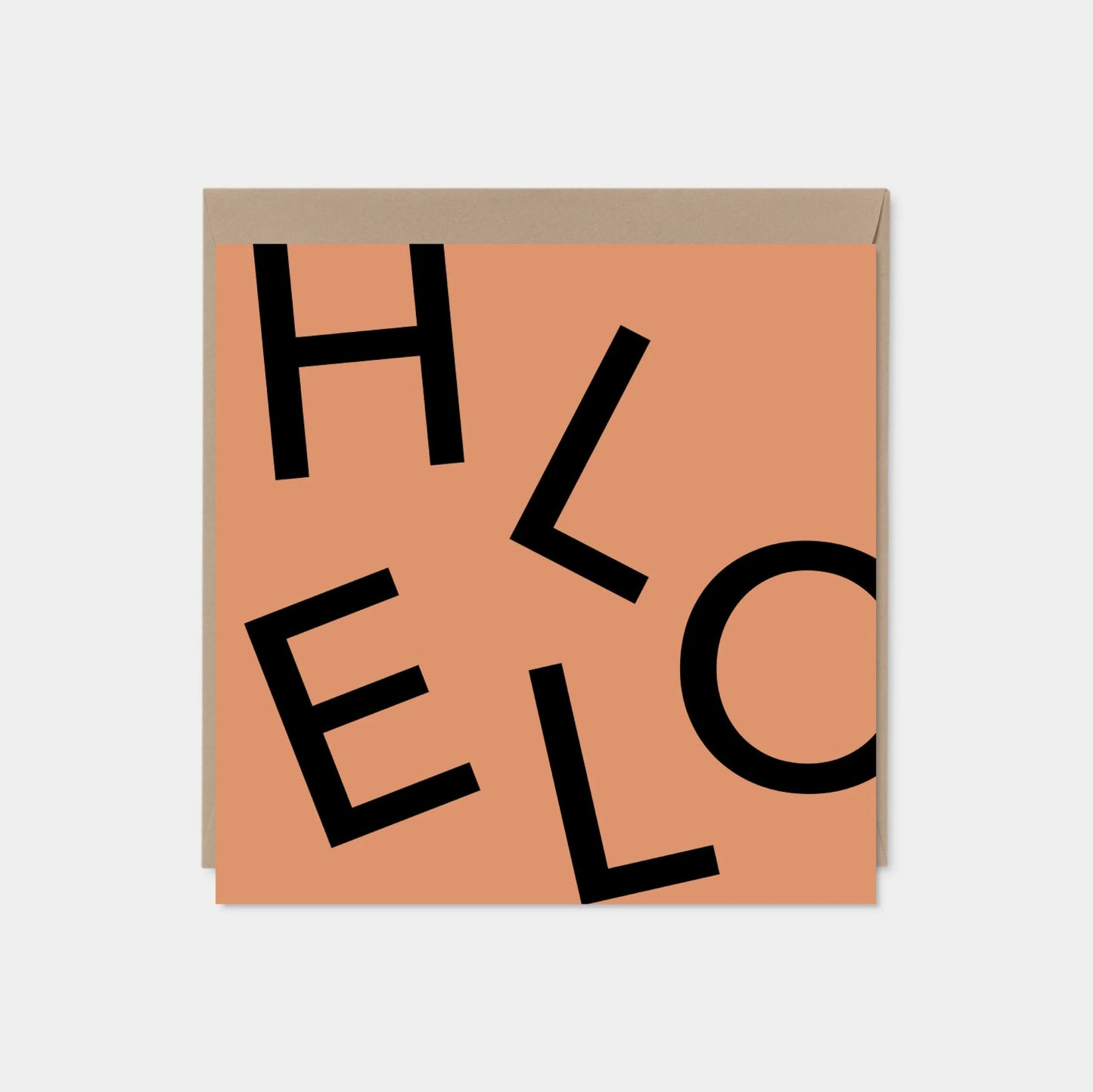 HELLO Square Greeting Card, Terracotta,-Greeting & Note Cards-The Design Craft