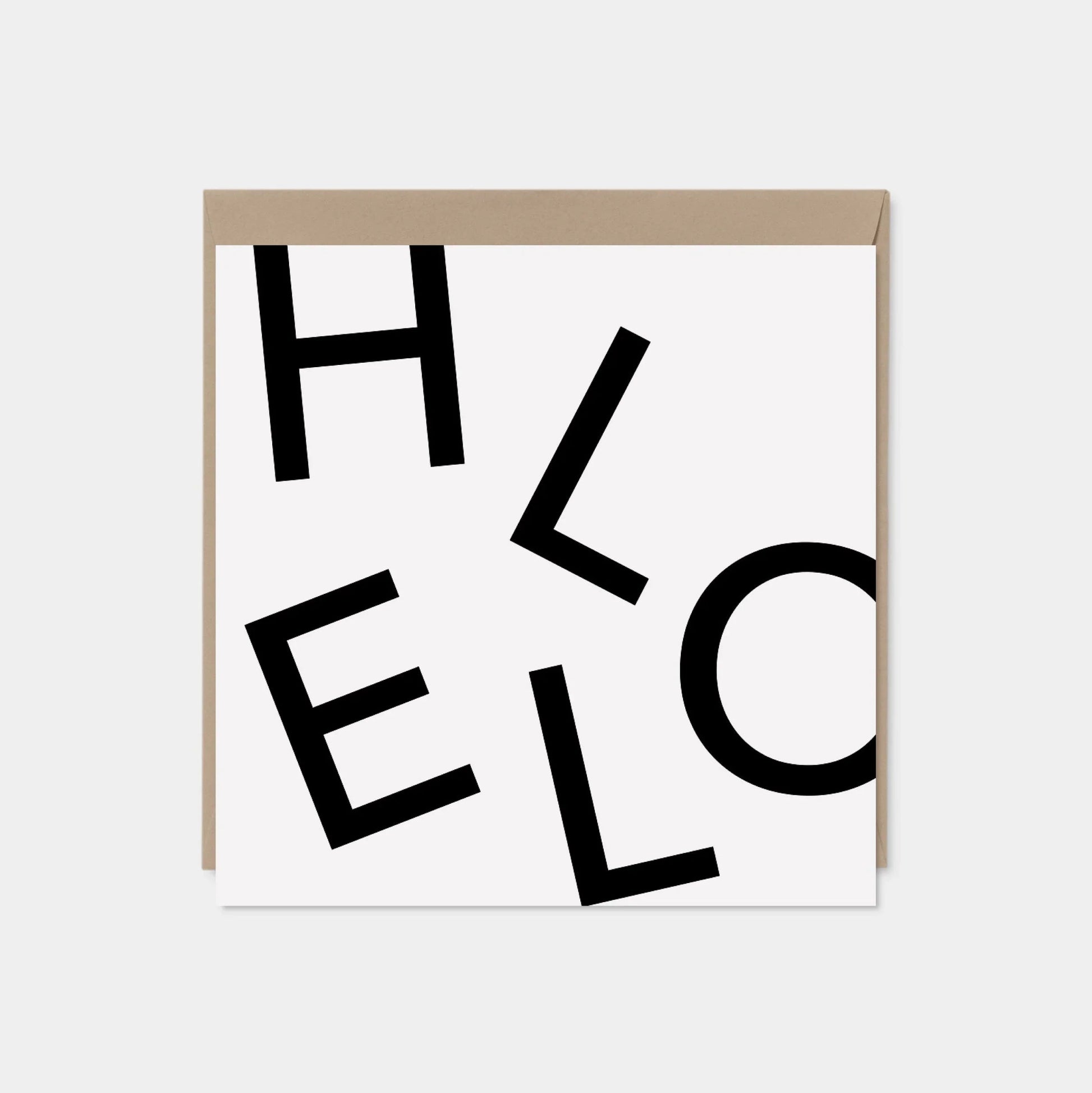 HELLO Square Greeting Card, White,-Greeting & Note Cards-The Design Craft