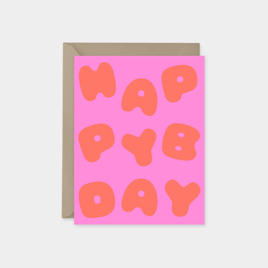 Happy Birthday Puffy Typography Card,-Greeting & Note Cards-The Design Craft