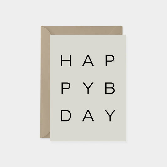 Happy Birthday Word Search Card, Minimal-Greeting & Note Cards-The Design Craft