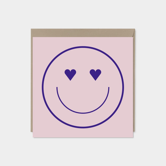 Heart Eyes Smiley Face Valentine's Day-Greeting & Note Cards-The Design Craft