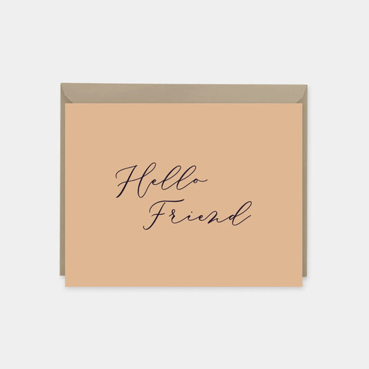 Hello Friend Card, Peach, Colorful-Greeting & Note Cards-The Design Craft
