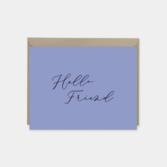 Hello Friend Card, Periwinkle, Colorful-Greeting & Note Cards-The Design Craft
