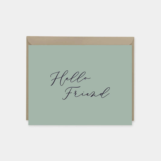 Hello Friend Card, Sage, Colorful-Greeting & Note Cards-The Design Craft