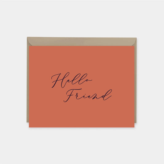 Hello Friend Card, Terracotta, Colorful-Greeting & Note Cards-The Design Craft