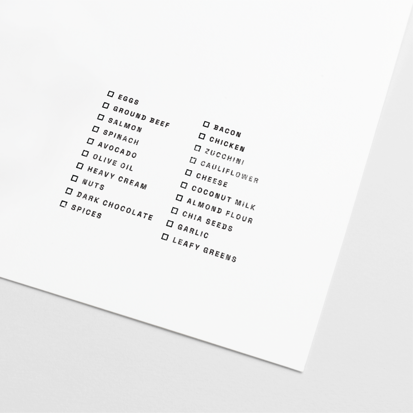 Keto Grocery List Stamp