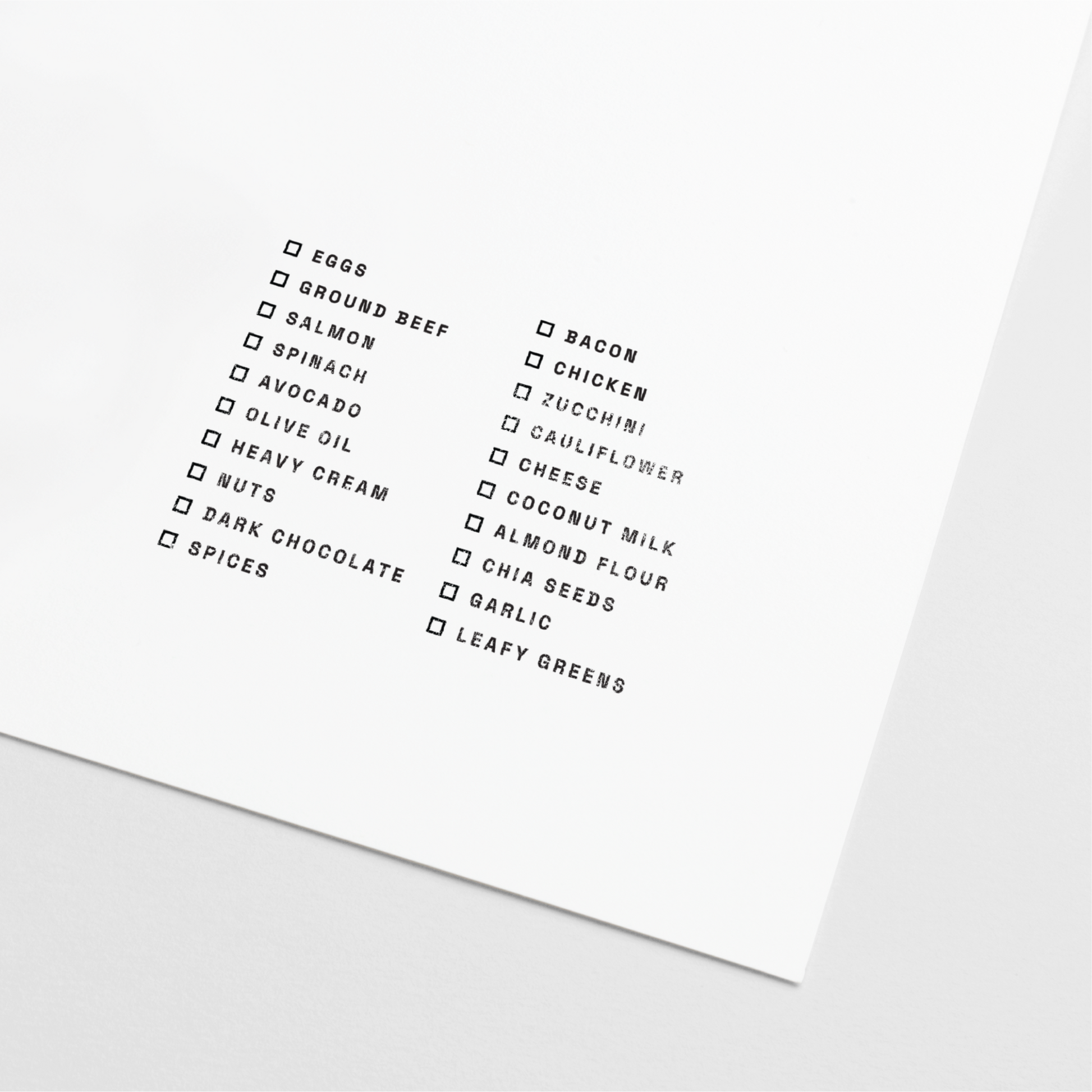 Keto Grocery List Stamp