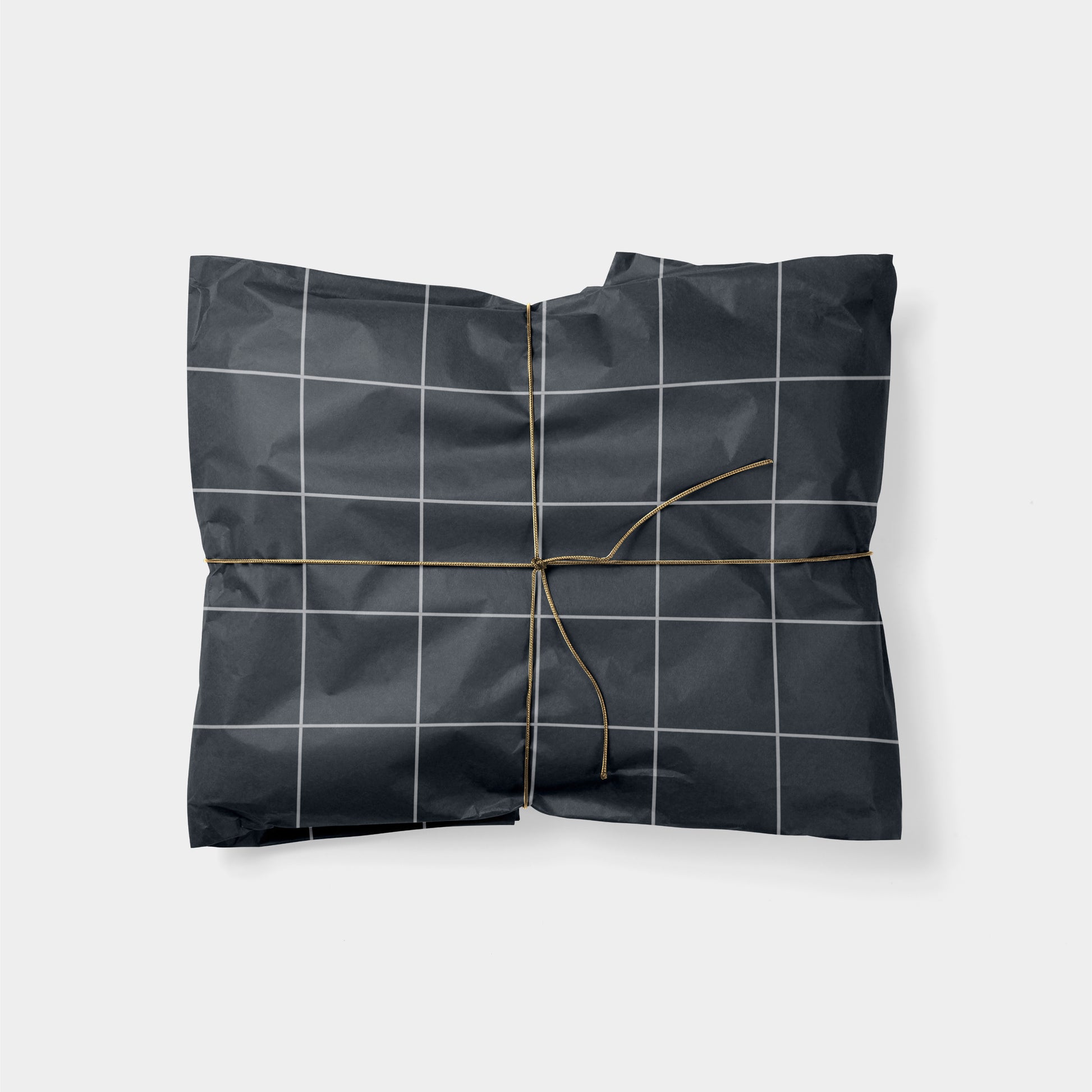 Large Grid Gift Wrap, Dark Grey