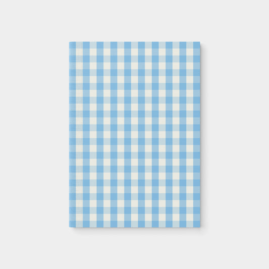 Light Blue Gingham Print Softcover Notebook