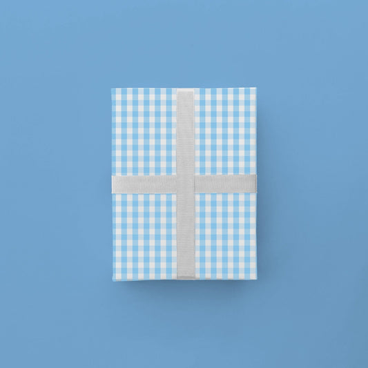 Light Blue Vintage Gingham Gift Wrap-Gift Wrapping-The Design Craft