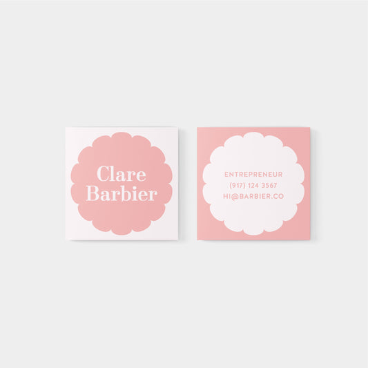 Macaroon Square Geo Flower Business Card-Greeting & Note Cards-The Design Craft