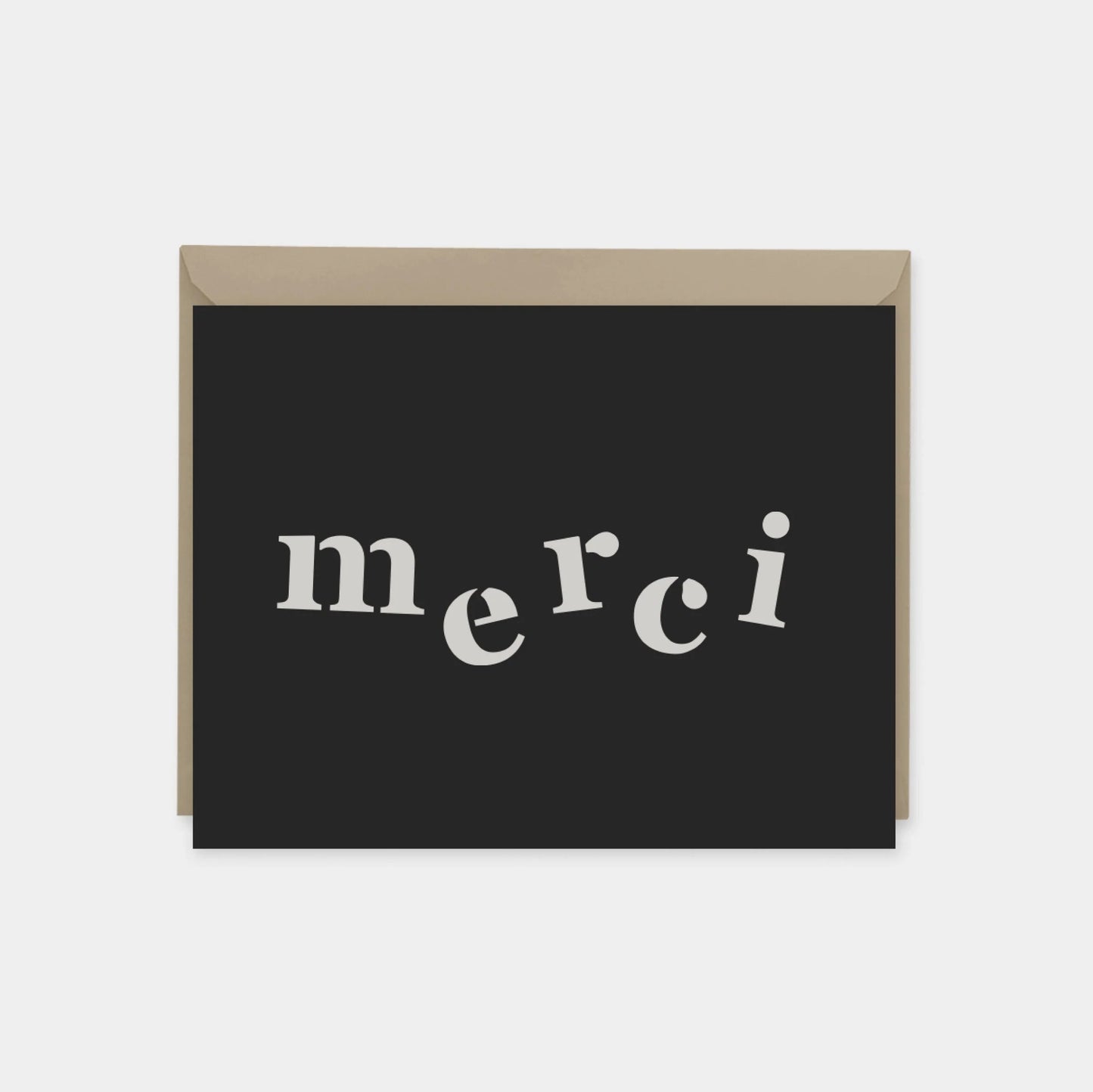 Merci Thank You Card, Black, Stylish-Greeting & Note Cards-The Design Craft