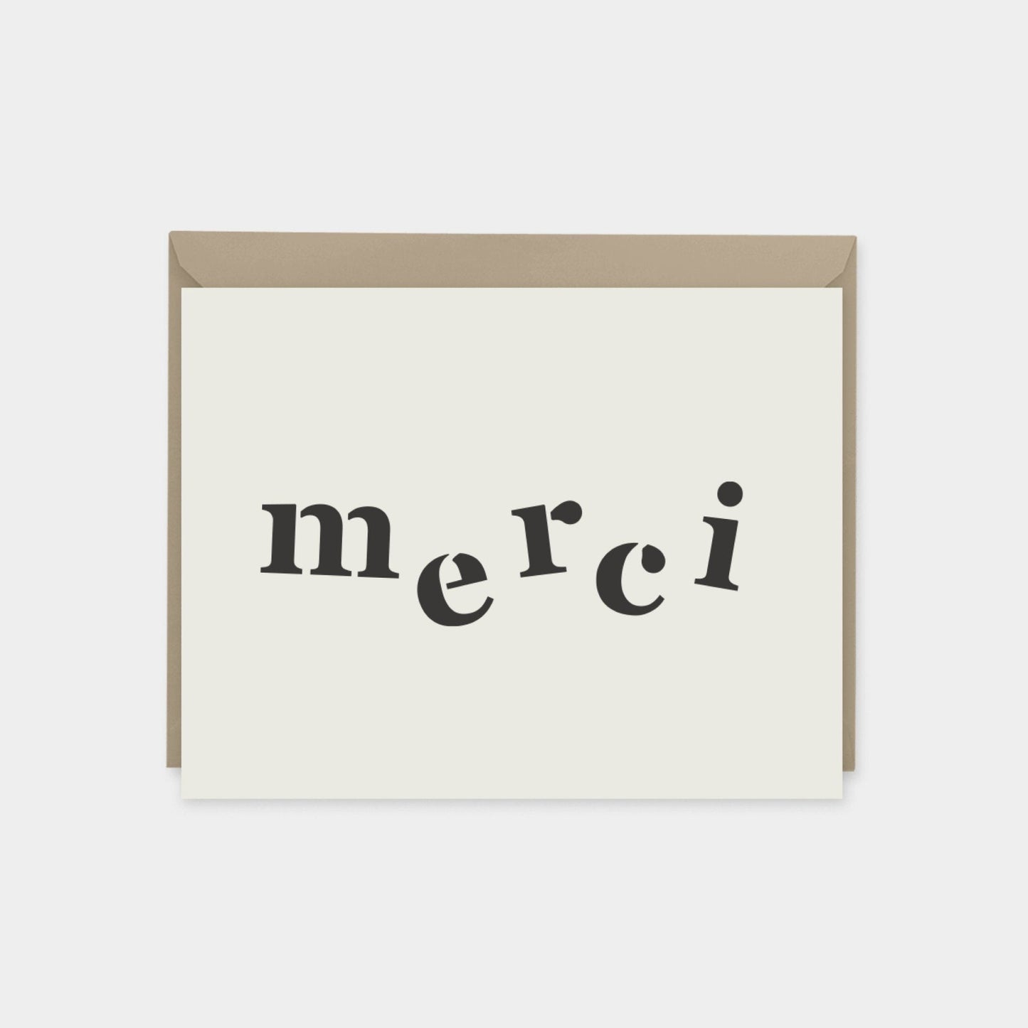 Merci Thank You Card, White, Stylish-Greeting & Note Cards-The Design Craft