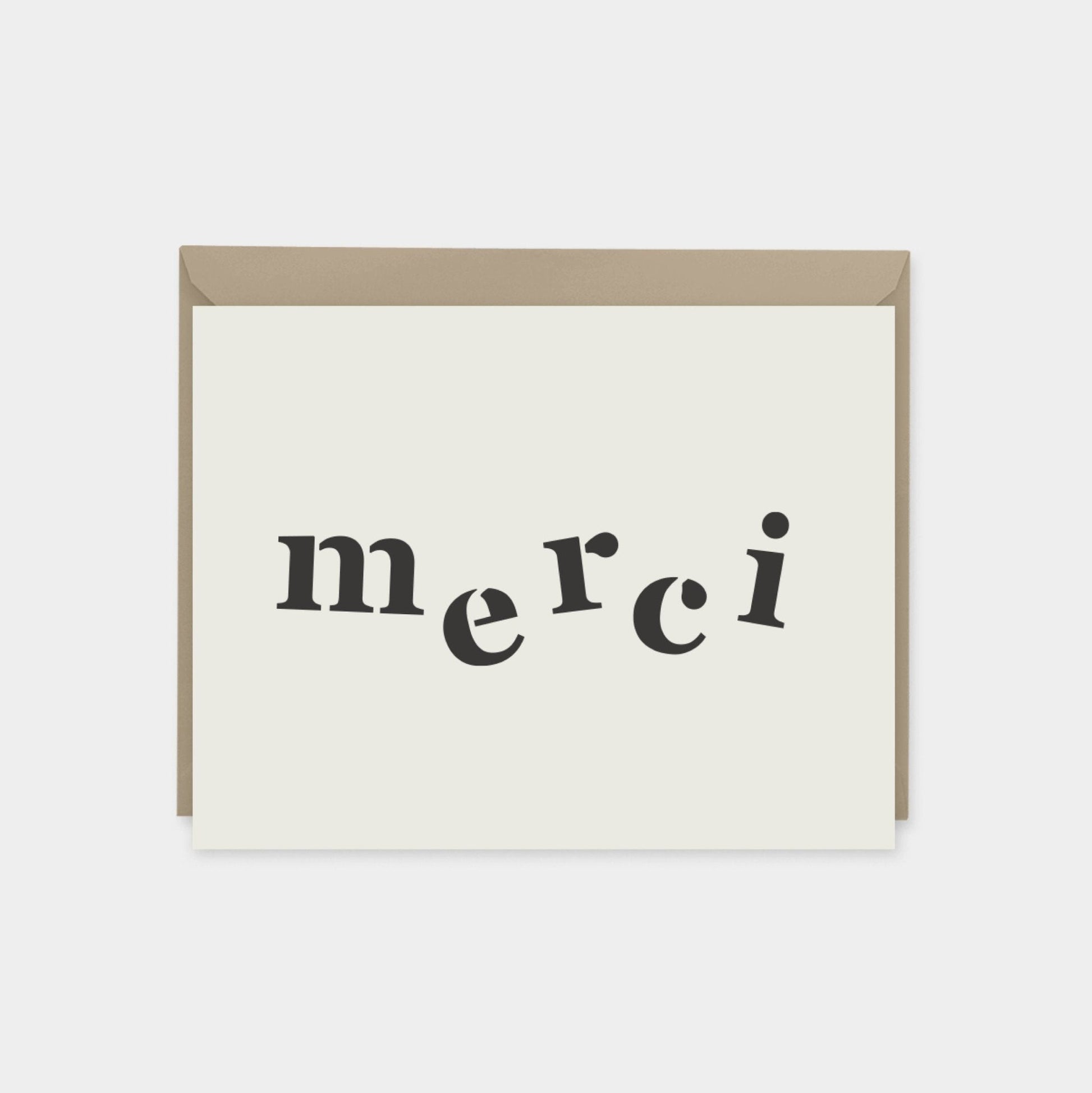 Merci Thank You Card, White, Stylish-Greeting & Note Cards-The Design Craft