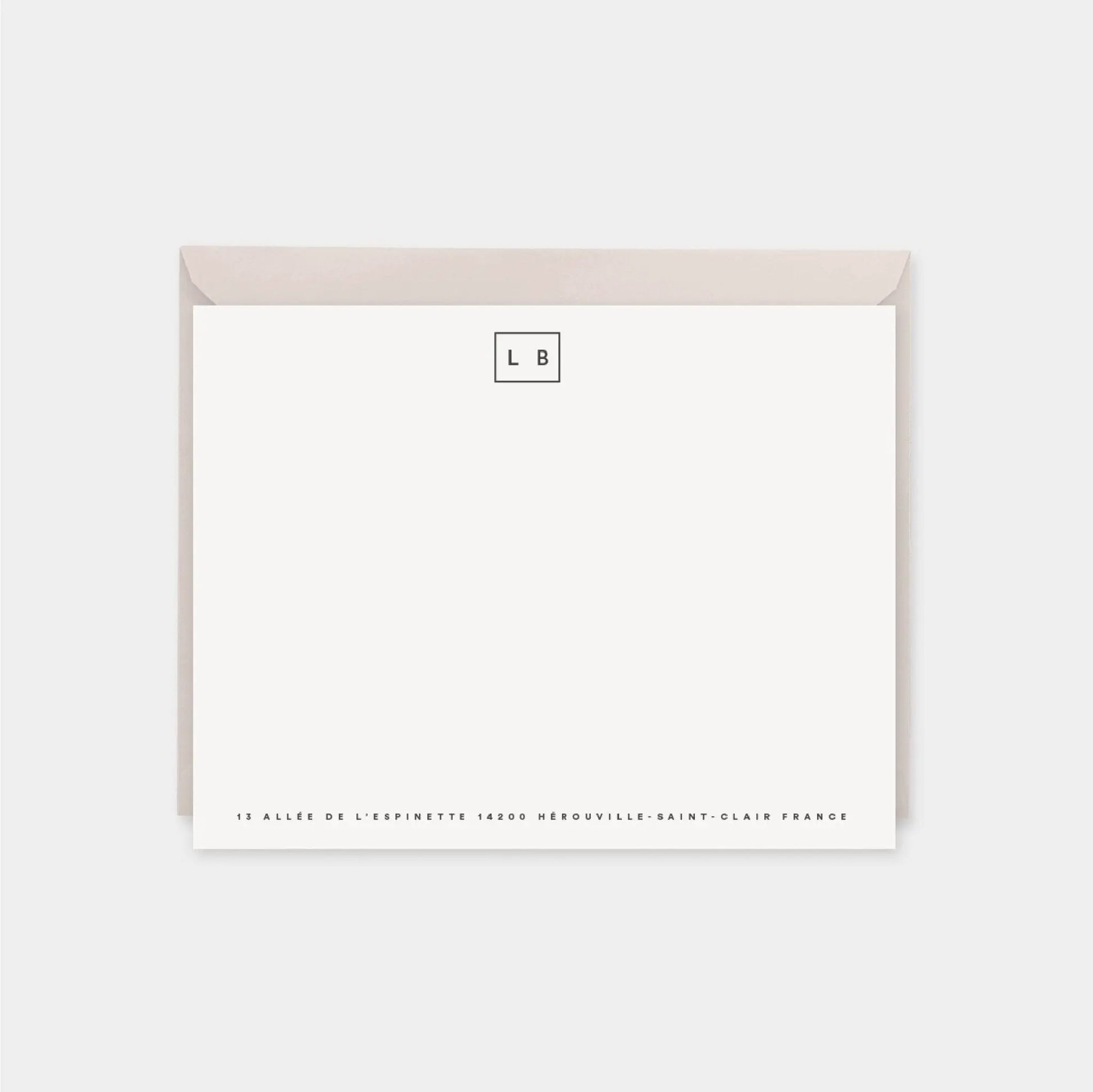 Minimal Rectangle Monogram Note Cards