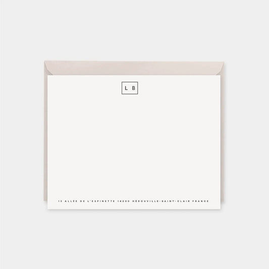 Minimal Rectangle Monogram Note Cards