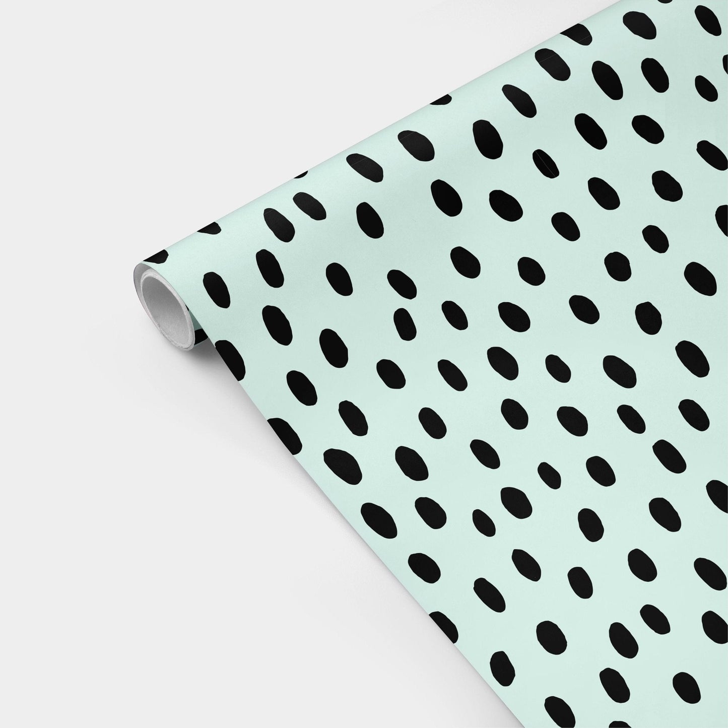 Mint and Black Handdrawn Polka Dots Gift-Gift Wrapping-The Design Craft