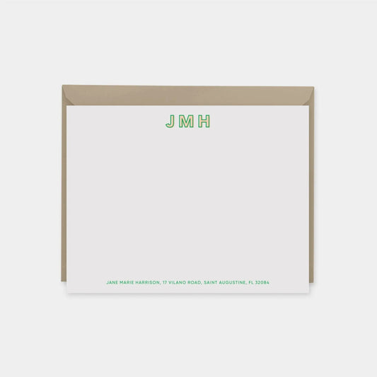 Modern Bright Monogram Note Cards