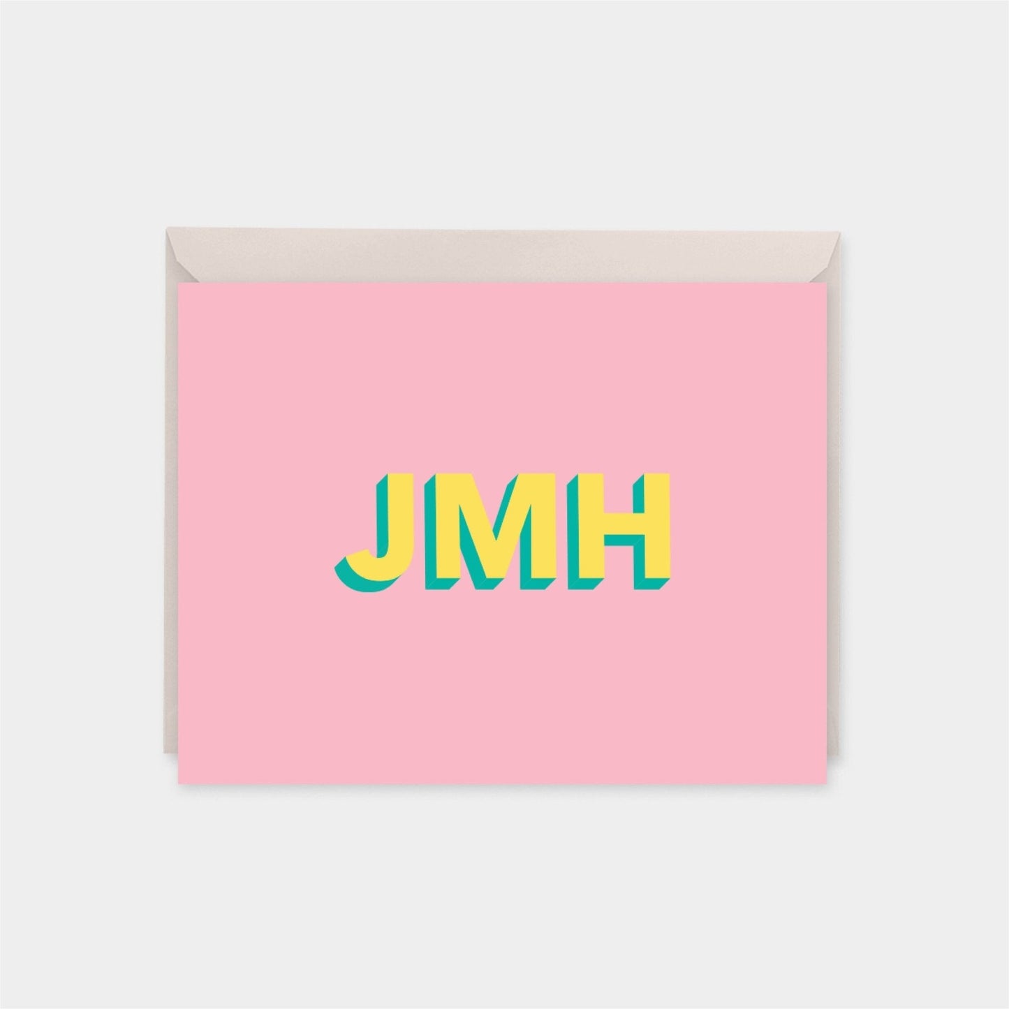 Modern Monogram Note Cards, 3D Text-Greeting & Note Cards-The Design Craft