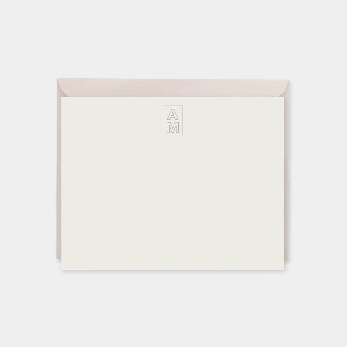 Modern Outline Stack Monogram Note Cards