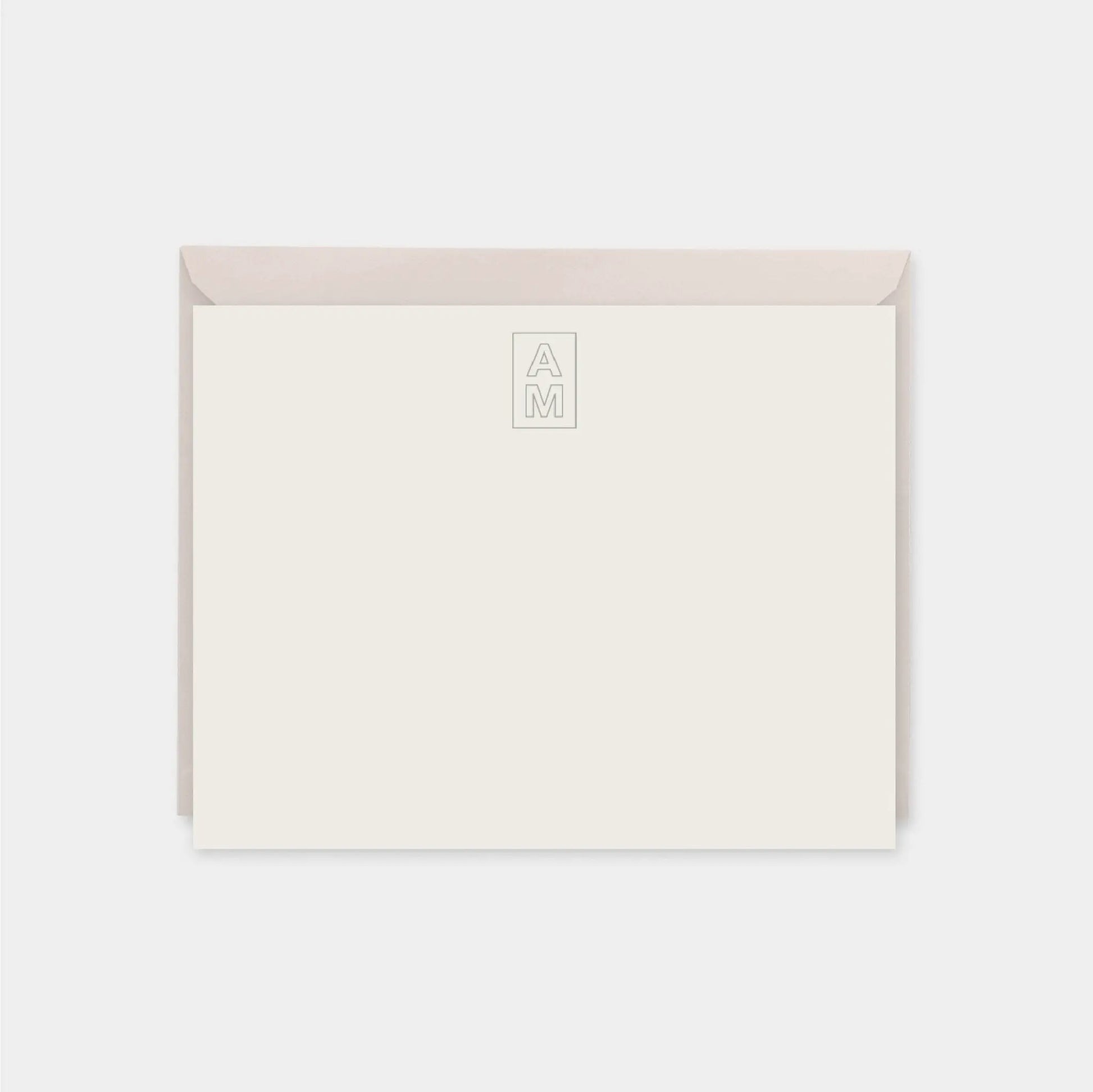 Modern Outline Stack Monogram Note Cards